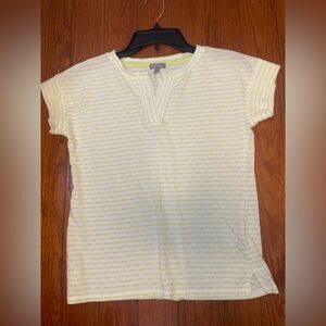 T by Talbots white and yellow V neck light weight top size: P, EUC